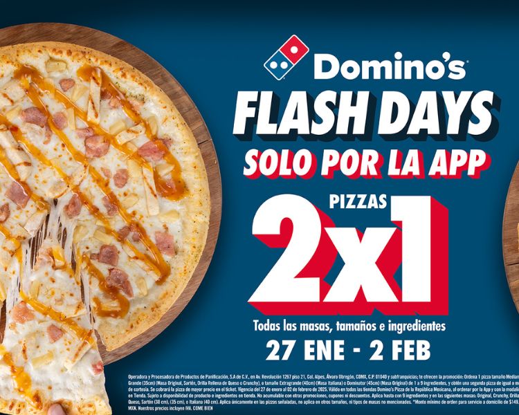 ¡Aprovecha el 2×1 en pizzas con los Flash Days de Domino’s!